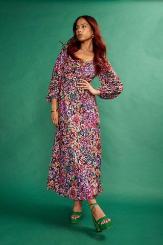 Womens Milkmaid Midi Dress In A Floral Pink Print - - 10 - NastyGal UK (+IE) - Modalova