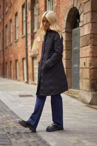Womens Diamond Quilted Padded Lightweight Midi Coat with Collar In - 6 - ANOTHER SUNDAY - Modalova