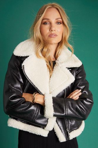 Womens Bonded Aviator Jacket With Faux Fur Lining In - 6 - NastyGal UK (+IE) - Modalova