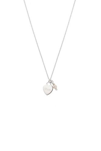 Womens Mum Heart & Pearl Charm Necklace Sterling Silver - - 18 inches - NastyGal UK (+IE) - Modalova