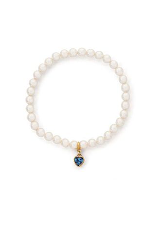 Womens Something Blue Pearl & Crystal Heart Bridal Bracelet - - One Size - Joy by Corrine Smith - Modalova