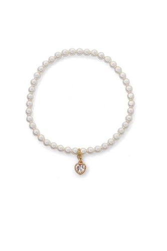 Womens Bridesmaid Crystal Heart Pearl Bracelet - - One Size - Joy by Corrine Smith - Modalova
