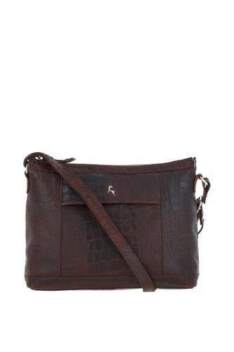Womens 'Carlotta' Croc Print Real Leather Shoulder Bag - - One Size - Ashwood Leather - Modalova