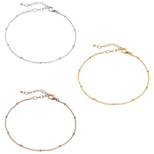 Womens Bead Curb Chain Sterling Silver Adjustable Satellite Bracelet Set - - One Size - NastyGal UK (+IE) - Modalova