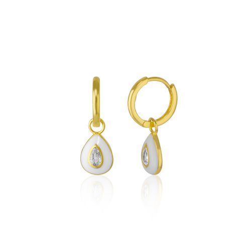 Womens Enamelled Jewelled Sterling Silver Drop Hoop Earring - - One Size - NastyGal UK (+IE) - Modalova