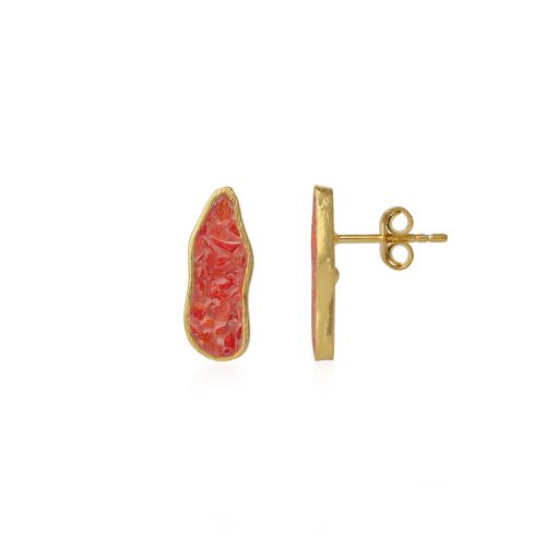 Womens Molten Dripping Coral and Amber Sterling Silver Gold Plated Earring - - One Size - Spero London - Modalova