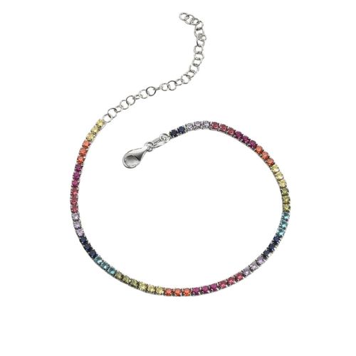 Womens Rainbow Colourful Sterling Silver Tennis Bracelet - - One Size - Spero London - Modalova