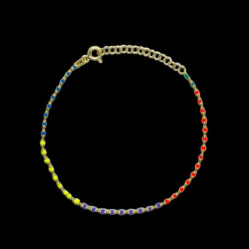Womens Sterling Silver Enamel Mine Beaded Colourful Rainbow Bracelet - - 18 inches - Spero London - Modalova