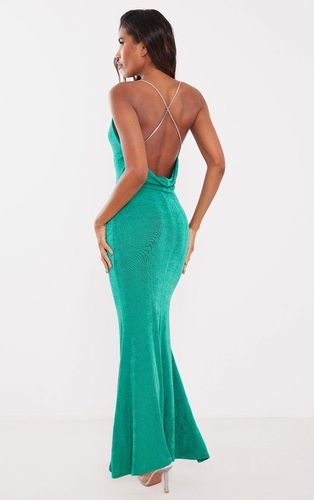 Womens Acetate Slinky Diamante Strap Cowl Back Maxi Dress - 16 - NastyGal UK (+IE) - Modalova
