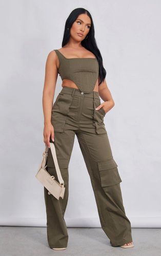 Womens Khaki Twill Pocket Detail High Waist Cargo Trousers - - 14 - NastyGal UK (+IE) - Modalova