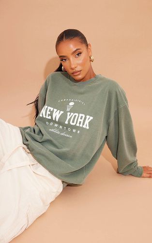 Womens Khaki New York Downtown Slogan Printed Sweatshirt - - S - NastyGal UK (+IE) - Modalova