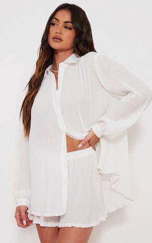 Womens Plisse Button Front Oversized Shirt - 16 - NastyGal UK (+IE) - Modalova