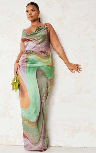 Womens Plus Abstract Marble Print Satin Cowl Neck Strappy Maxi Dress - 30 - NastyGal UK (+IE) - Modalova