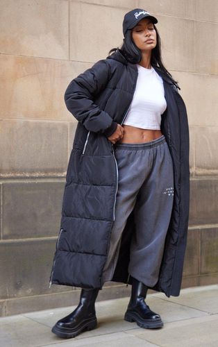 Womens Text Front Maxi Puffer Coat - XS - NastyGal UK (+IE) - Modalova