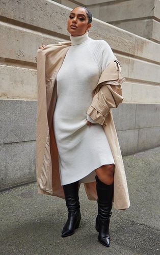 Womens Plus Cream Roll Neck Oversized Midi Jumper Dress - - XXXL - NastyGal UK (+IE) - Modalova