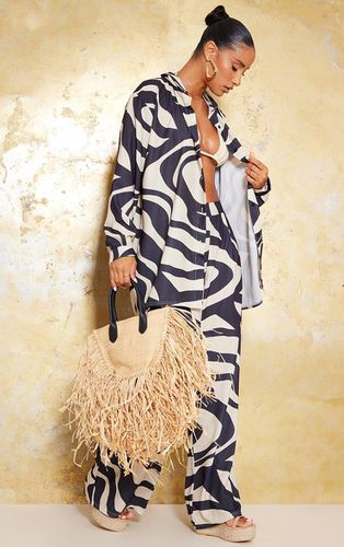Womens Sand Swirl Linen Look Wide Leg Beach Trousers - - 12 - NastyGal UK (+IE) - Modalova