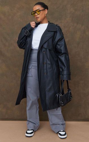 Womens Plus Faux Leather Statement Buckle Trench Coat - 30 - NastyGal UK (+IE) - Modalova