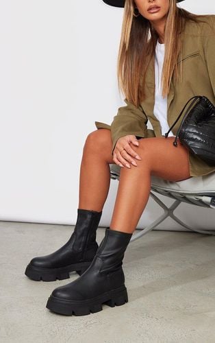Womens Pu Textured Extreme Cleated Sole Ankle Sock Boots - 4 - NastyGal UK (+IE) - Modalova