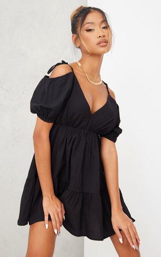 Womens Textured V Neck Puff Sleeve Shift Dress - 16 - NastyGal UK (+IE) - Modalova