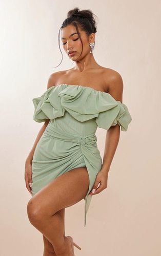 Womens Sage Mesh Puff Detail Corset Bodycon Dress - 14 - NastyGal UK (+IE) - Modalova