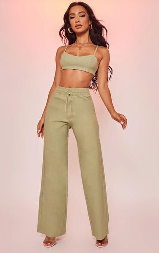 Womens Petite Sage Peach Skin Straight Leg Trousers - - 10 - NastyGal UK (+IE) - Modalova