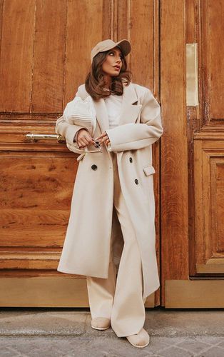 Womens Stone Double Breasted Wool Look Overcoat - - 6 - NastyGal UK (+IE) - Modalova