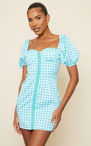 Womens Mint Gingham Corset Floaty Sleeve Bodycon Dress - - 6 - NastyGal UK (+IE) - Modalova