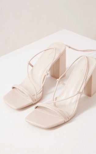 Womens Cream PU Square Toe Barely There Multi Laced Heeled Sandals - - 8 - NastyGal UK (+IE) - Modalova