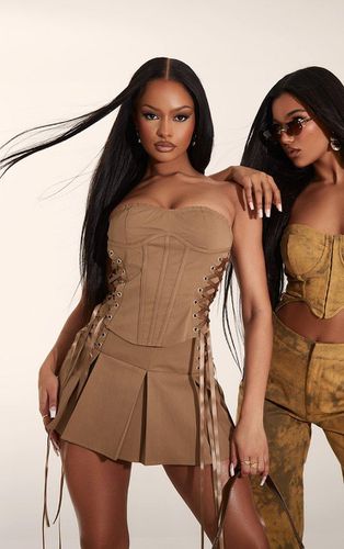 Womens Camel Lace Up Corset Top - - 10 - NastyGal UK (+IE) - Modalova