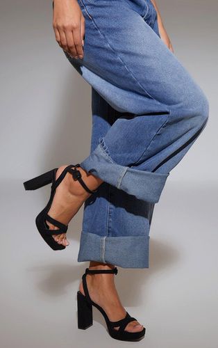 Womens Faux Suede Square Toe Lace Up Flat Chunky Heeled Platforms - 8 - NastyGal UK (+IE) - Modalova