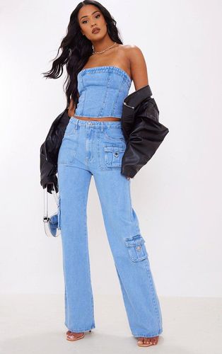 Womens Tall Light Wash Cargo Jeans - 10 - NastyGal UK (+IE) - Modalova