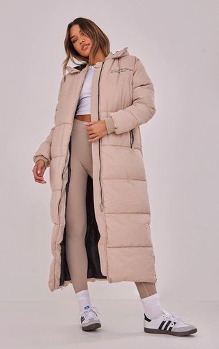 Womens Stone Text Front Maxi Puffer Coat - - XL - NastyGal UK (+IE) - Modalova