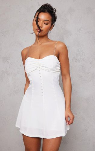 Womens Satin Diamante Strap Button Detail Bodycon Dress - 10 - NastyGal UK (+IE) - Modalova