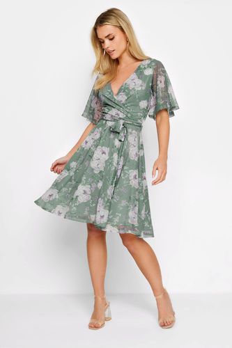 Womens Petite Floral Print Mesh Wrap Dress - - 10 - NastyGal UK (+IE) - Modalova