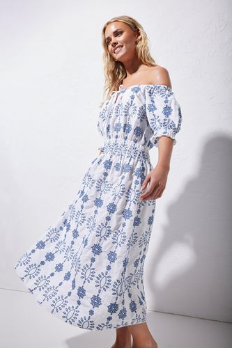 Womens Petite Embroidered Tie Front Midi Dress - - 16 - NastyGal UK (+IE) - Modalova