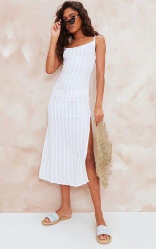 Womens Linen Look Pleat Detail Split Side Midaxi Dress - 6 - NastyGal UK (+IE) - Modalova