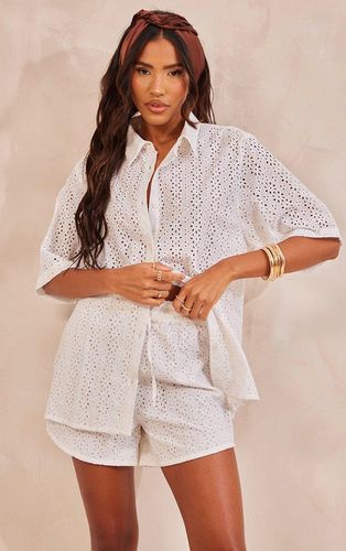 Womens Broderie Anglais Short Sleeve Oversized Shirt - 10 - NastyGal UK (+IE) - Modalova