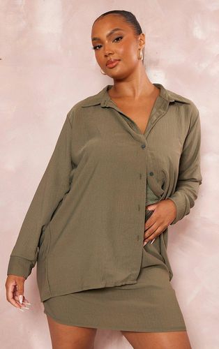 Womens Plus Khaki Sheer Woven Oversized Shirt - - 30 - NastyGal UK (+IE) - Modalova
