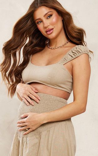 Womens Maternity Stone Linen Look Crop Top - - 6 - NastyGal UK (+IE) - Modalova