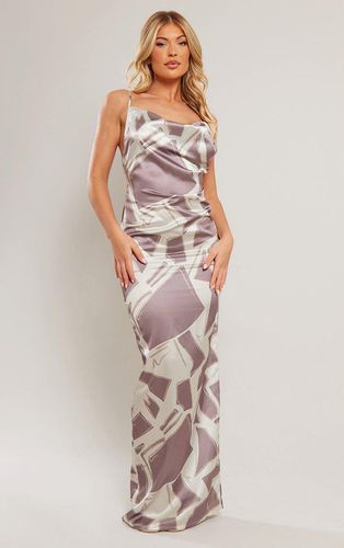 Womens Abstract Print Satin Cowl Neck Maxi Dress - 4 - NastyGal UK (+IE) - Modalova