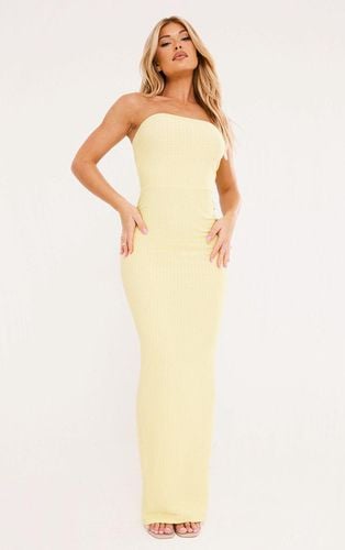 Womens Lemon Textured Bandeau Split Front Midaxi Dress - - 12 - NastyGal UK (+IE) - Modalova