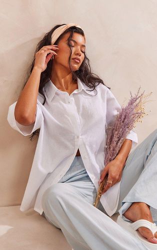 Womens Oversized Linen Feel Short Sleeve Shirt - 8 - NastyGal UK (+IE) - Modalova