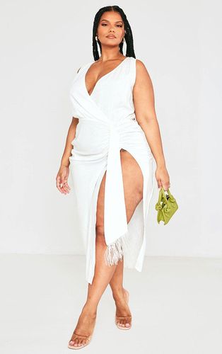 Womens Plus Cream Linen Look Drape Detail Midi Dress - - 16 - NastyGal UK (+IE) - Modalova