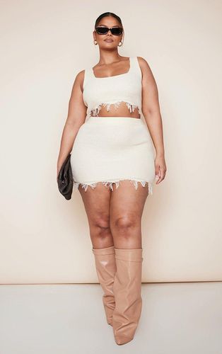 Womens Plus Cream Raw Hem Knit Skirt - - 26 - NastyGal UK (+IE) - Modalova