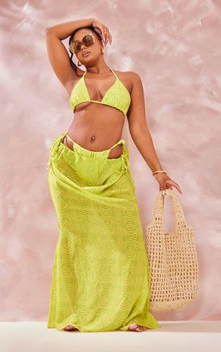 Womens Plus Lime Snake Printed Chiffon Ruched Side Beach Skirt - - 26 - NastyGal UK (+IE) - Modalova