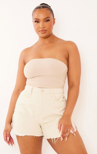Womens Plus Cream Side Split Denim Shorts - - 16 - NastyGal UK (+IE) - Modalova