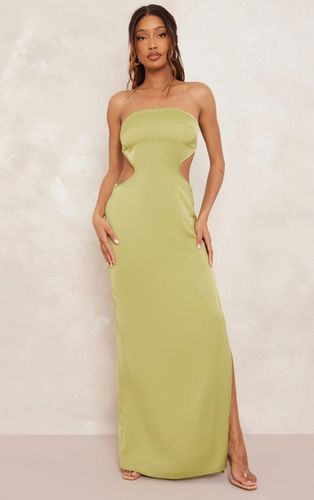 Womens Olive Satin Bandeau Side Cut Out Maxi Dress - - 16 - NastyGal UK (+IE) - Modalova
