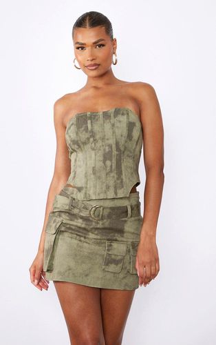 Womens Khaki Washed Twill Cargo Bandeau Corset - - 16 - NastyGal UK (+IE) - Modalova