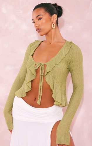 Womens Textured Knit Look Ruffle Tie Shirt - 10 - NastyGal UK (+IE) - Modalova