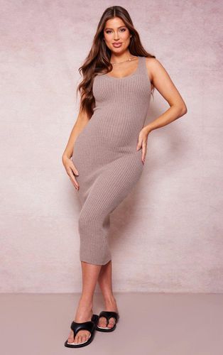 Womens Maternity Taupe Knitted V Neck Midi Dress - - 6 - NastyGal UK (+IE) - Modalova